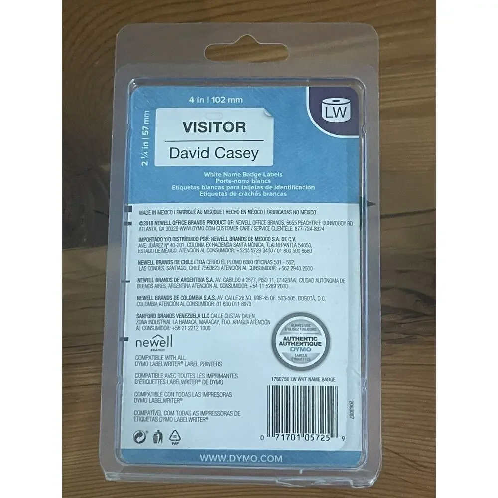DYMO NAME BADGE Labels Adhesive 2.25 x 4 White 250 LW 1760756 NEW Meeting Events